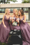 A-Line Spaghetti Straps Floor-Length Light Purple Bridesmaid Dress BD048-Pgmdress