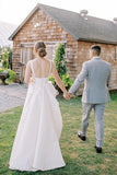 A-Line Square Neck Simple Wedding Dress Modest Wedding Gown WD745-Pgmdress