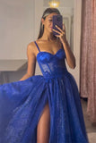 A-line Tulle Sweetheart Black Long Prom Dress Split Dress PSK305-Pgmdress