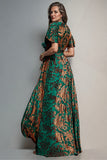 A-Line V Neck Dark Green Burnout Velvet Mother Of The Bride Dress-Pgmdress