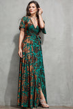 A-Line V Neck Dark Green Burnout Velvet Mother Of The Bride Dress-Pgmdress