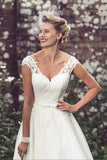 A-Line Wedding Dress Tea Length Lace Short Bridal Gown WD747-Pgmdress