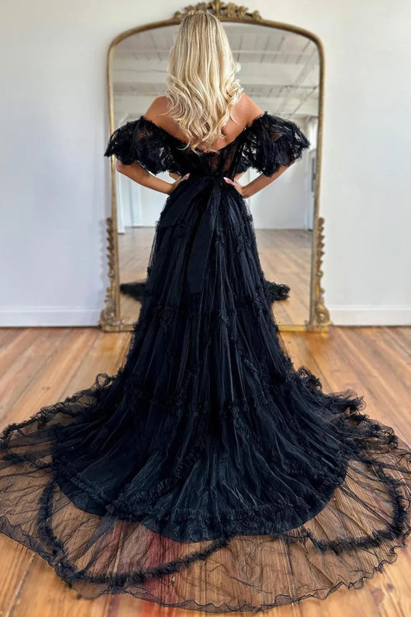 A-Line Off The Shoulder Sweetheart Floral Long Prom Dress PSK618-Pgmdress