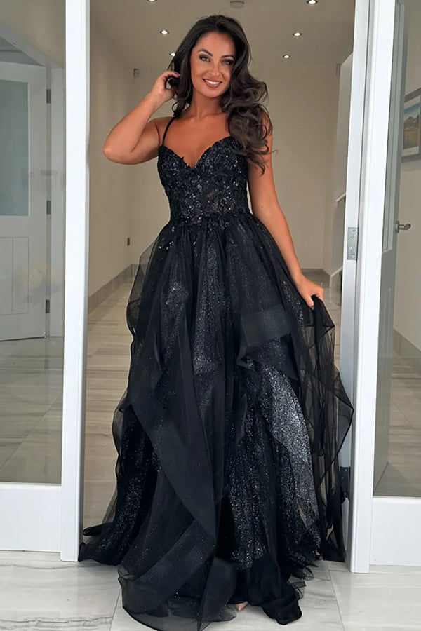 grey and black prom dresses Black One Shoulder Long Prom Dresses Formal Dress with Split Blue / US16