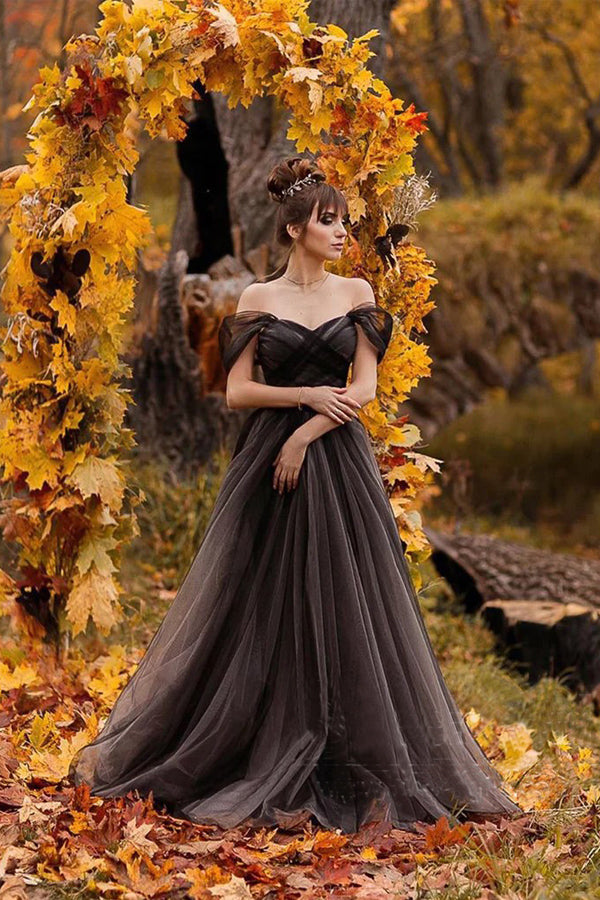A-line Off Shoulder Simple Black Forest Wedding Dresses WD690 US0 / As Picture A-line Off Shoulder Simple Black Forest Wedding Dresses WD690 US0 / As Picture