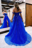 A-line Off The Shoulder Prom Dress Formal Gown With Appliques PSK519-Pgmdress