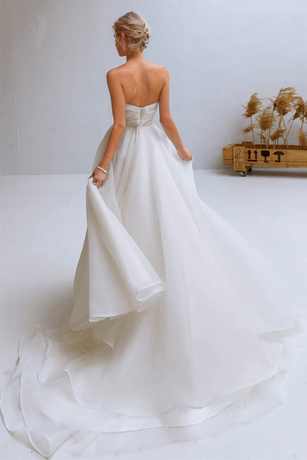 A-line Sweetheart Pleats Beach Wedding Dress Bridal Gown-Pgmdress