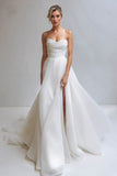 A-line Sweetheart Pleats Beach Wedding Dress Bridal Gown-Pgmdress