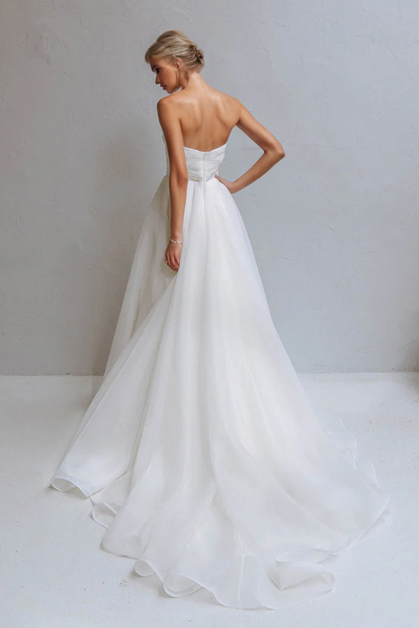 A-line Sweetheart Pleats Beach Wedding Dress Bridal Gown-Pgmdress