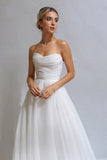 A-line Sweetheart Pleats Beach Wedding Dress Bridal Gown-Pgmdress