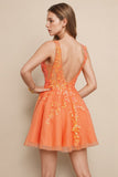 A Line Glitter Orange Homecoming Dress Party Dress with Sequins-Pgmdress
