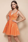 A Line Glitter Orange Homecoming Dress Party Dress with Sequins-Pgmdress