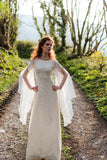 A Line Lace Long Sleeves Boho Wedding Dress Fairytale Bridal Dress-Pgmdress