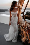 A Line Sweetheart Sparkly Sequins Beach Wedding Dress WD739-Pgmdress
