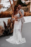 A Line Sweetheart Sparkly Sequins Beach Wedding Dress WD739-Pgmdress