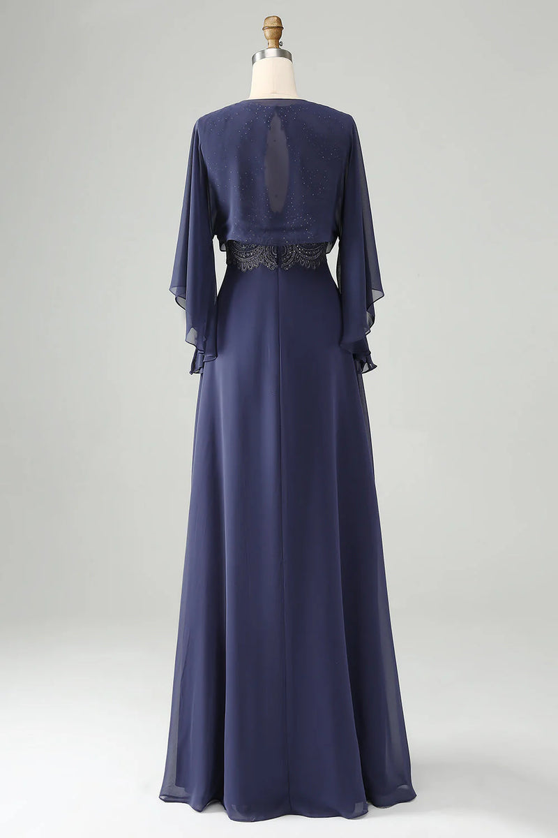 A Line Twilight Beaded Mother of Bride Dress with Shawl-Pgmdress