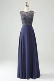 A Line Twilight Beaded Mother of Bride Dress with Shawl-Pgmdress