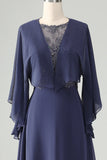 A Line Twilight Beaded Mother of Bride Dress with Shawl-Pgmdress