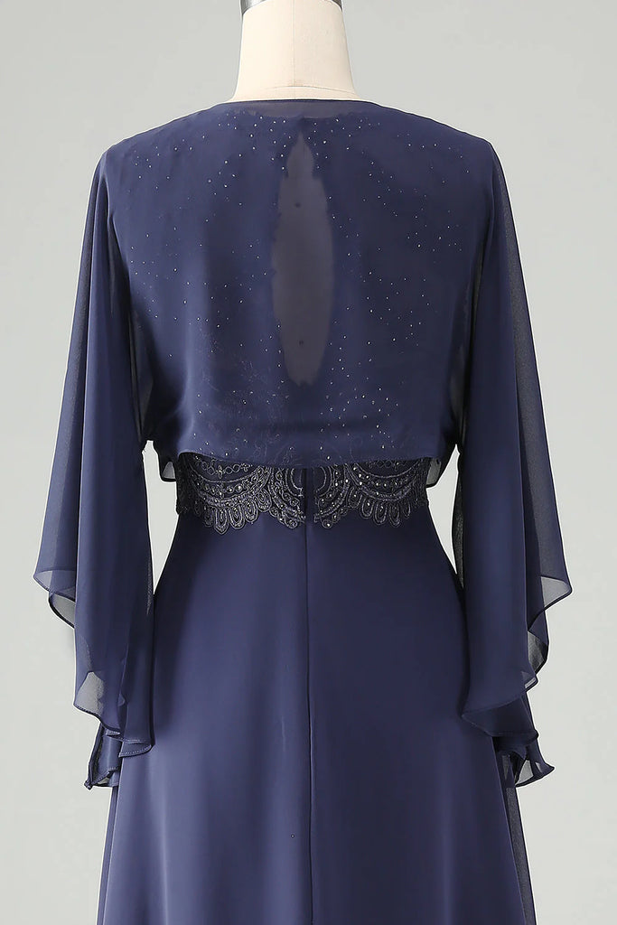 A Line Twilight Beaded Mother of Bride Dress with Shawl-Pgmdress