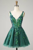 A Line Glitter Orange Homecoming Dress Party Dress with Sequins-Pgmdress