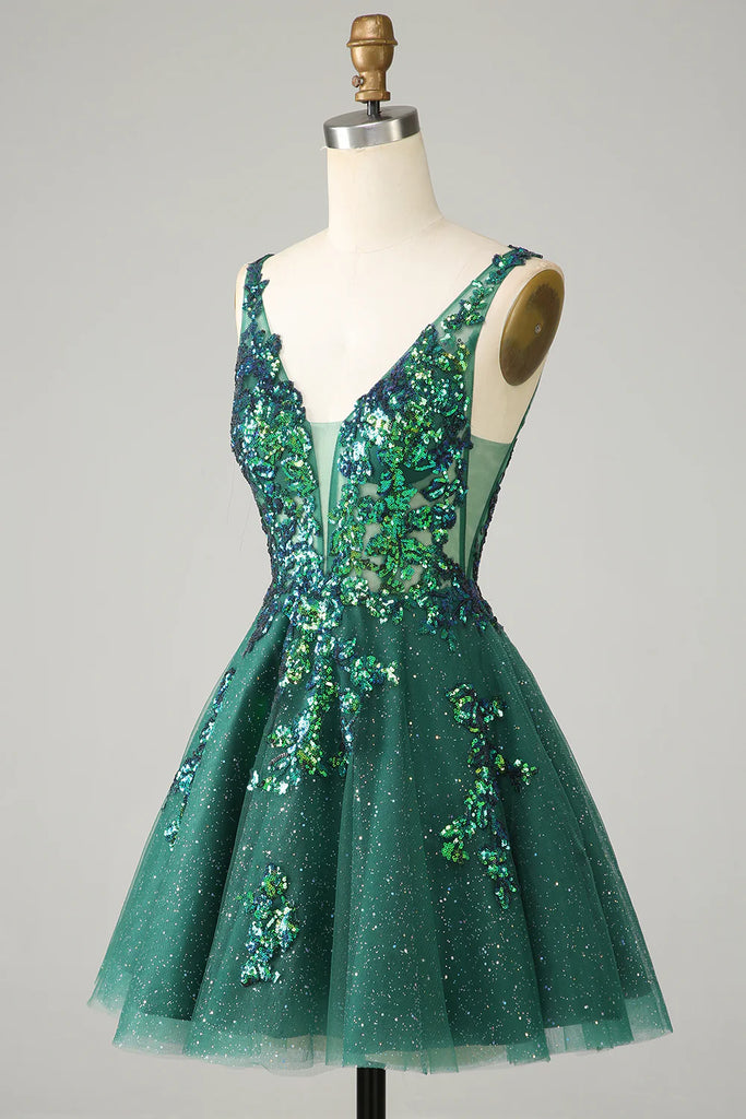 A Line Glitter Orange Homecoming Dress Party Dress with Sequins-Pgmdress