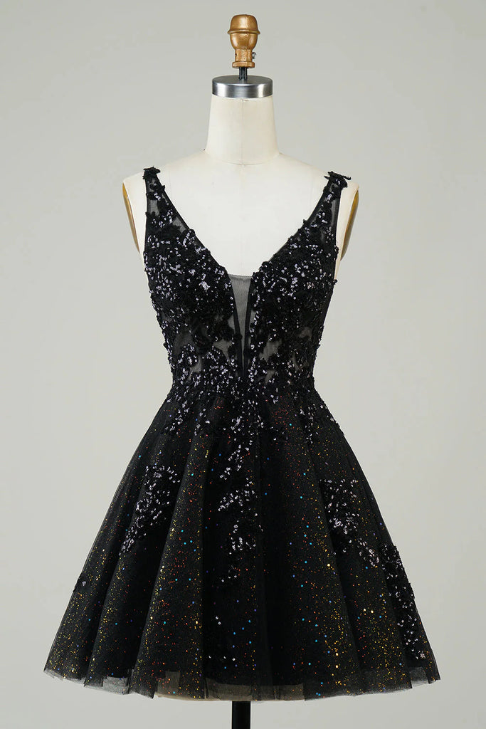 A Line Glitter Orange Homecoming Dress Party Dress with Sequins-Pgmdress