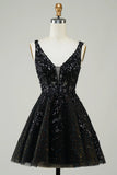 A Line Glitter Orange Homecoming Dress Party Dress with Sequins-Pgmdress