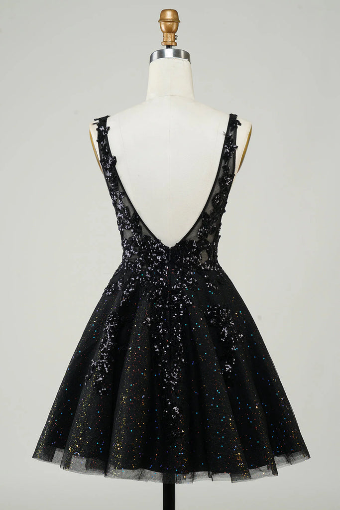 A Line Glitter Orange Homecoming Dress Party Dress with Sequins-Pgmdress