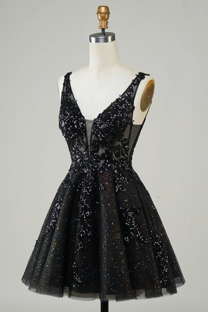 A Line Glitter Orange Homecoming Dress Party Dress with Sequins-Pgmdress