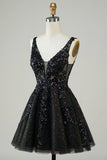 A Line Glitter Orange Homecoming Dress Party Dress with Sequins-Pgmdress