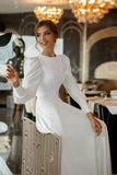 A Line Modest Long Sleeves Wedding Dress Vintage Bridal Gown WD793-Pgmdress