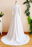 A Line Modest Long Sleeves Wedding Dress Vintage Bridal Gown WD793-Pgmdress