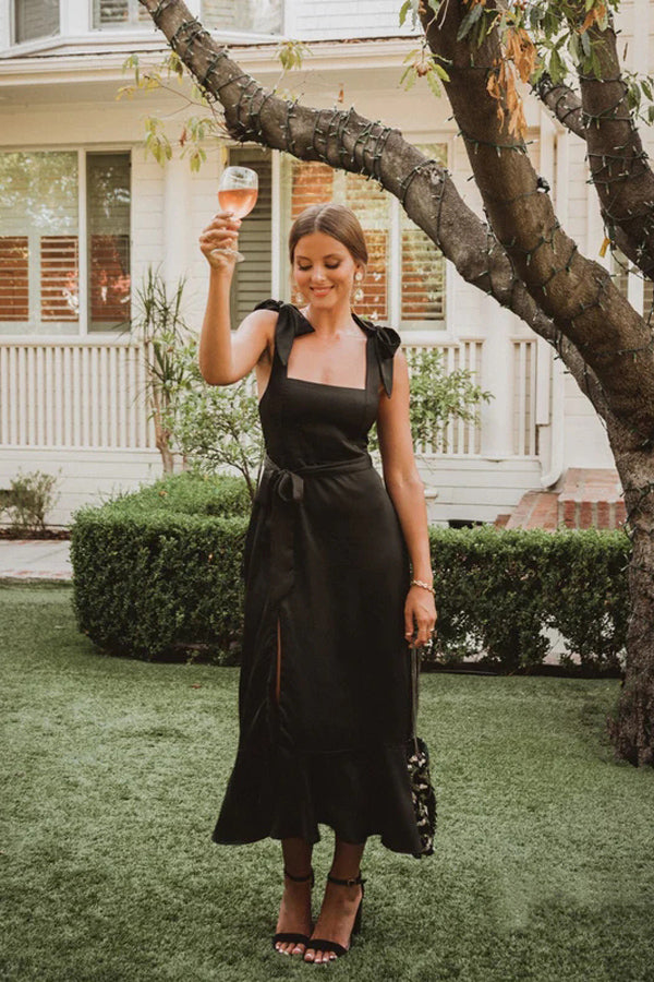 Amazing Spaghetti Straps Neckline A-Line Bridesmaid Dresses BD100 US8 / Black