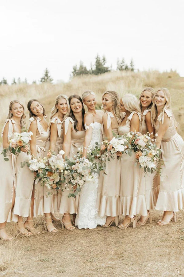Amazing Spaghetti Straps Neckline A-Line Bridesmaid Dresses BD100 US8 / Champagne Amazing Spaghetti Straps Neckline A-Line Bridesmaid Dresses BD100 US8 / Champagne
