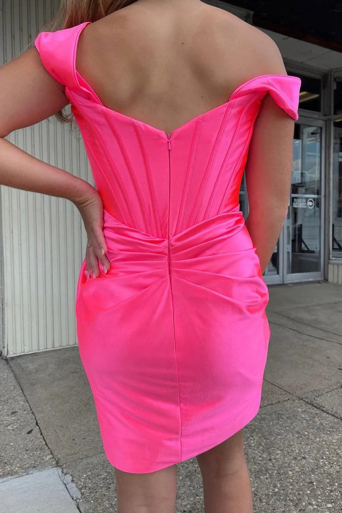 Bodycon Off the Shoulder Turquoise Homecoming Dress with Ruched PD528-Pgmdress