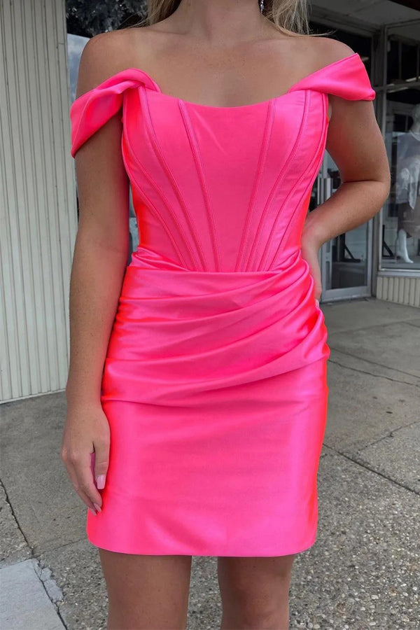 Bodycon Off the Shoulder Turquoise Homecoming Dress with Ruched PD528-Pgmdress