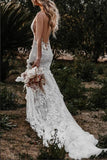 Boho Mermaid Wedding Dress Flower Appliques Bridal Gown WD637-Pgmdress