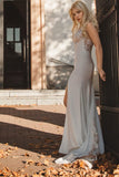 Boho Lace Mermaid Wedding Dress Split Elopement Wedding Dress-Pgmdress