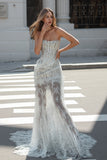 Boutique Strapless Bohemian Wedding Dress With Detachable Skirt