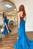 Charming Scoop Neck Mermaid Blue Prom Dress with Beading PSK606-Pgmdress