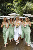 Charming Sheath V Neck Silk Satin Orange Bridesmaid Dress
