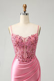 Corset Pink Tight Short Homecoming Dress Mini Dress with Beadings-Pgmdress