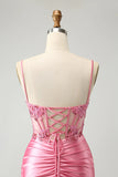 Corset Pink Tight Short Homecoming Dress Mini Dress with Beadings-Pgmdress