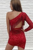 Süßes, funkelndes One-Shoulder-Pailletten-Heimkehrkleid in Rosa, PD567