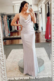 Dusty Pink Cow Neck Tie-Back Sheath Bridesmaid Dress BD127-Pgmdress