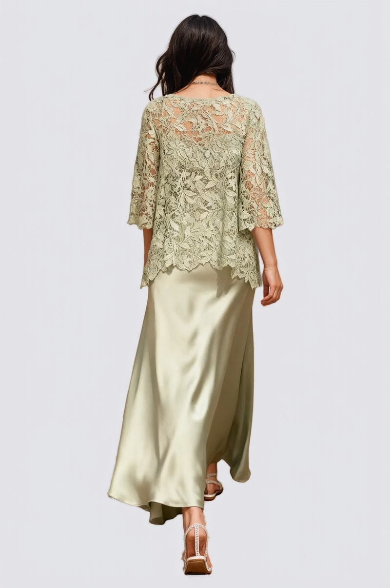 Dusty Sage Bateau Neck Ankle-Length Mother of the Bride Dress-Pgmdress