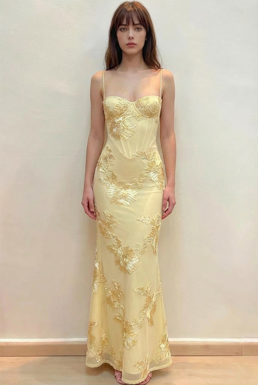 floral yellow prom dress Ava Presley Long Formal Dress 40027 White/Yellow / 00