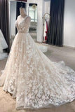 Fairy Floral A-line Bohemian Wedding Dress Unique Elopement Dress-Pgmdress
