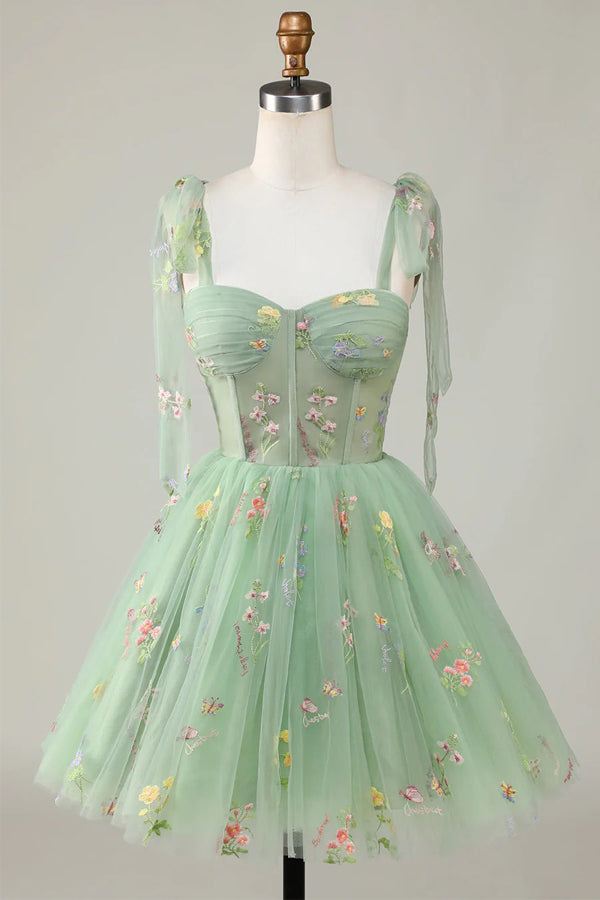 Floral Homecoming Dresses Embroidery A-Line Short Party Dress PD504 Pgmdress Floral Homecoming Dresses Embroidery A-Line Short Party Dress PD504 Pgmdress