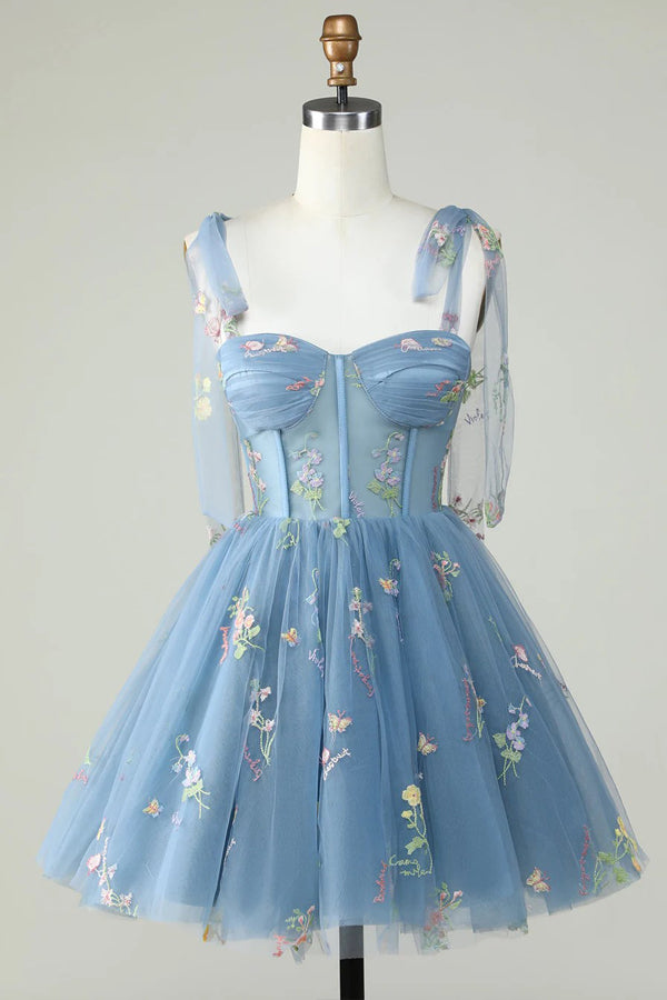 Floral Homecoming Dresses Embroidery A-Line Short Party Dress PD504 –  Pgmdress